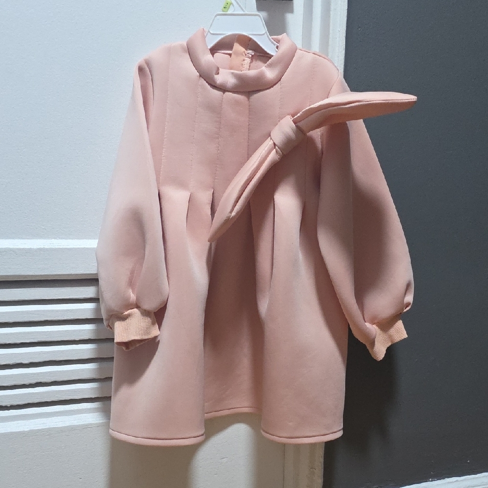 Pink Long Sleeve Dress with Bow
